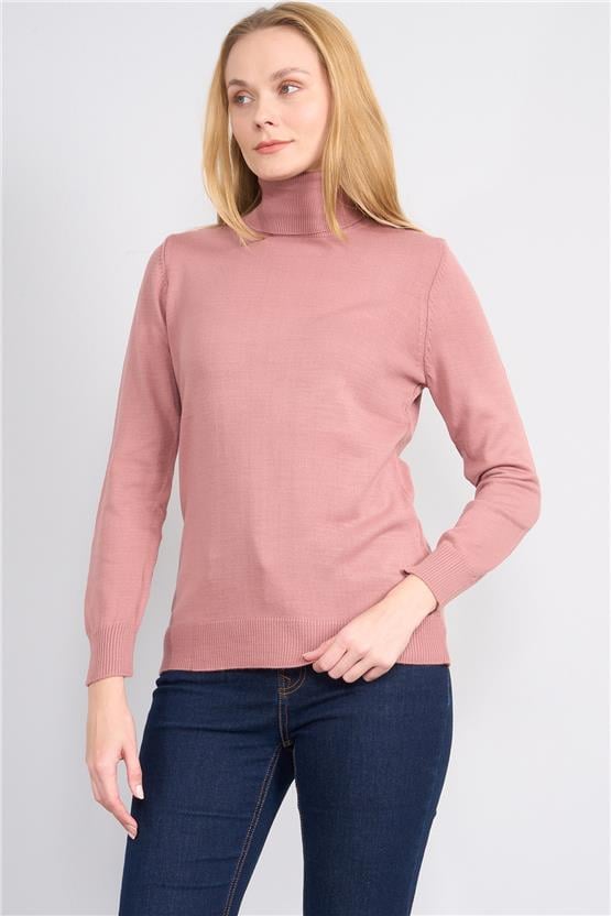 Çetinkaya Miyamira 2276 Kadın Balıkçı Yaka Gül Kurusu Triko