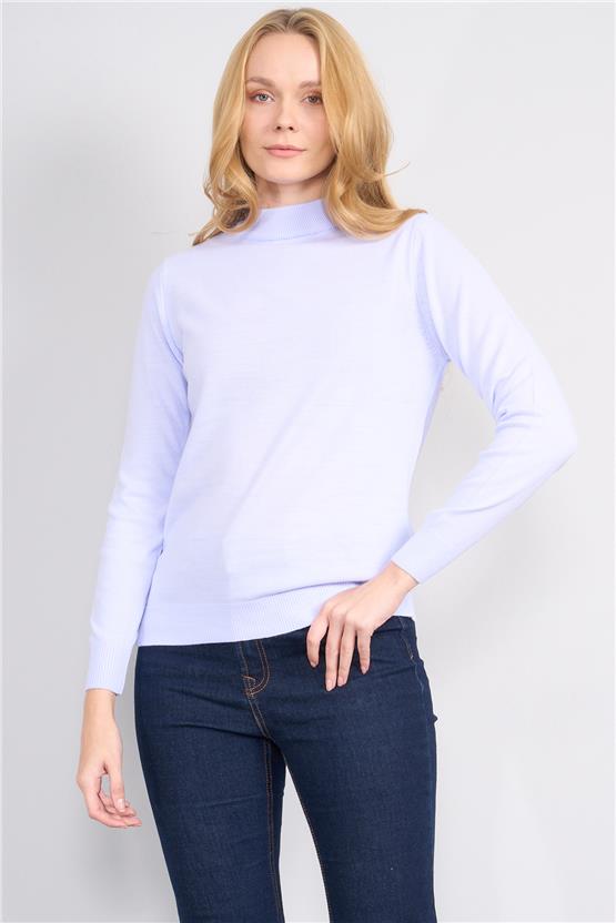 Çetinkaya Miyamira 2300 Kadın Basic Yarım Balıkçı Soft İplik Triko Lila Mavi