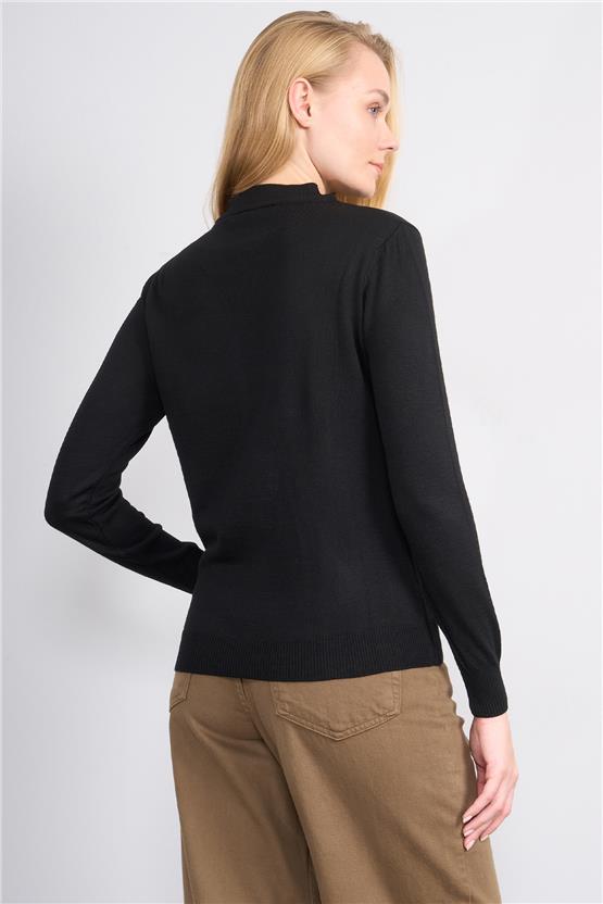 Çetinkaya Miyamira 2300 Kadın Basic Yarım Balıkçı Soft İplik Triko Siyah