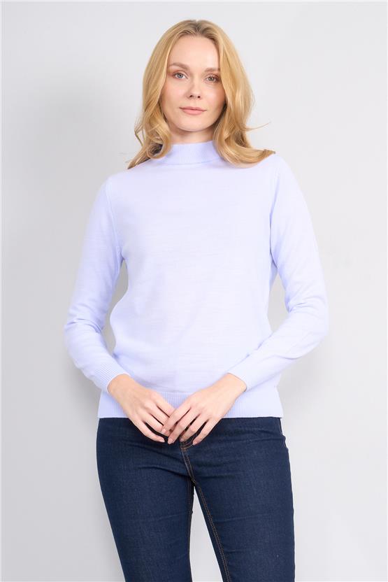 Çetinkaya Miyamira 2300 Kadın Basic Yarım Balıkçı Soft İplik Triko Lila Mavi