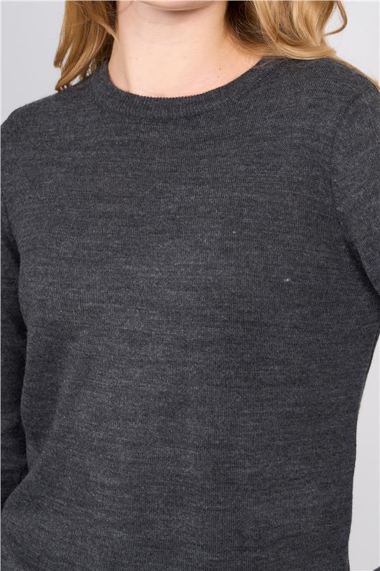 Çetinkaya Miyamira 2301 Kadın Basic Bisiklet Yaka Soft İplik Triko Grimelanj