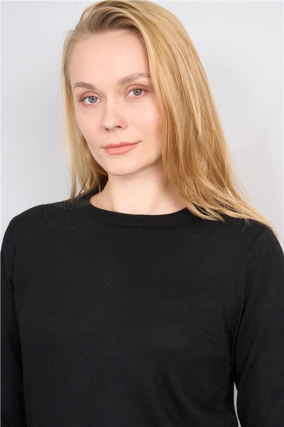 Çetinkaya Miyamira 2301 Kadın Basic Bisiklet Yaka Soft İplik Triko Siyah