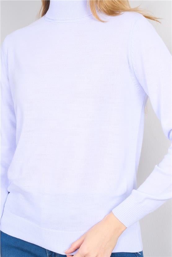 Çetinkaya Miyamira 2302 Kadın Basic Tam Balıkçı Soft İplik Triko Lila Mavi