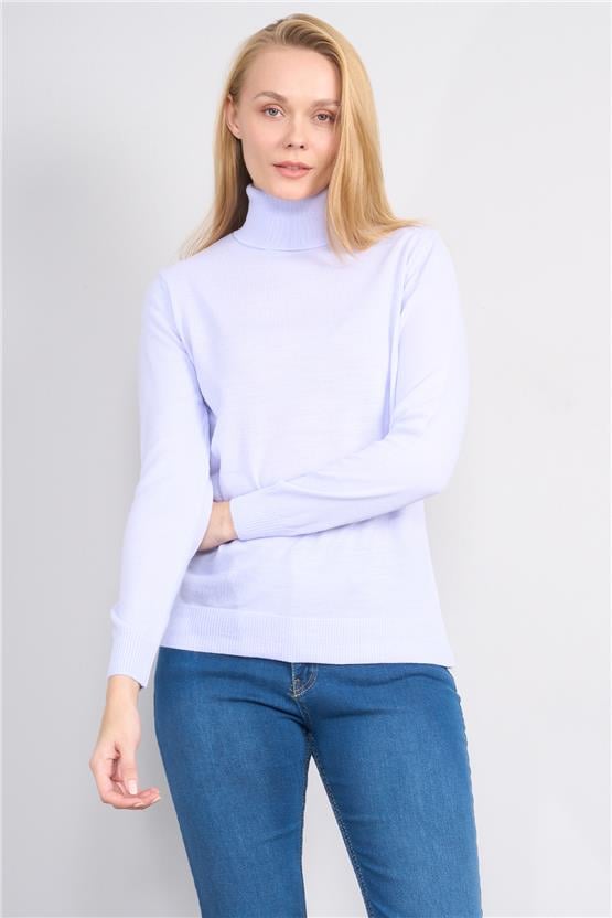 Çetinkaya Miyamira 2302 Kadın Basic Tam Balıkçı Soft İplik Triko Lila Mavi