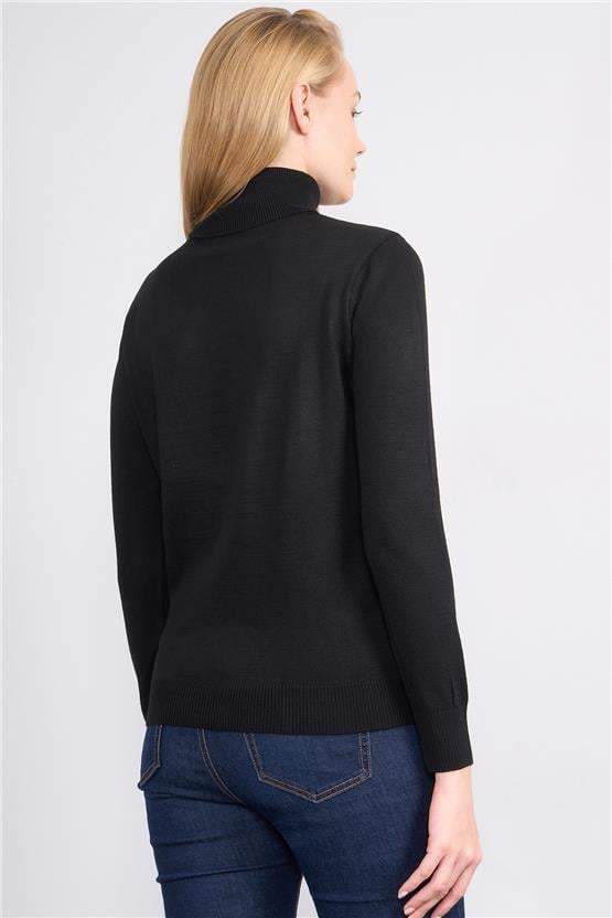 Çetinkaya Miyamira 2302 Kadın Basic Tam Balıkçı Soft İplik Triko Siyah