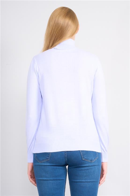 Çetinkaya Miyamira 2302 Kadın Basic Tam Balıkçı Soft İplik Triko Lila Mavi