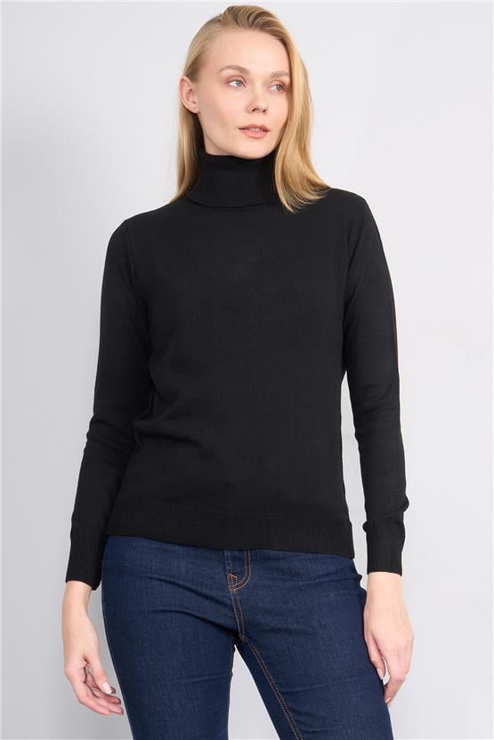 Çetinkaya Miyamira 2302 Kadın Basic Tam Balıkçı Soft İplik Triko Siyah