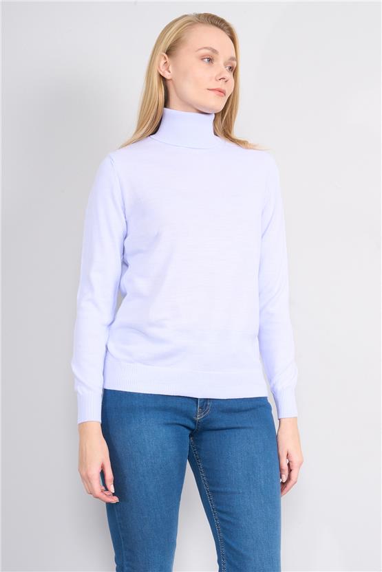 Çetinkaya Miyamira 2302 Kadın Basic Tam Balıkçı Soft İplik Triko Lila Mavi