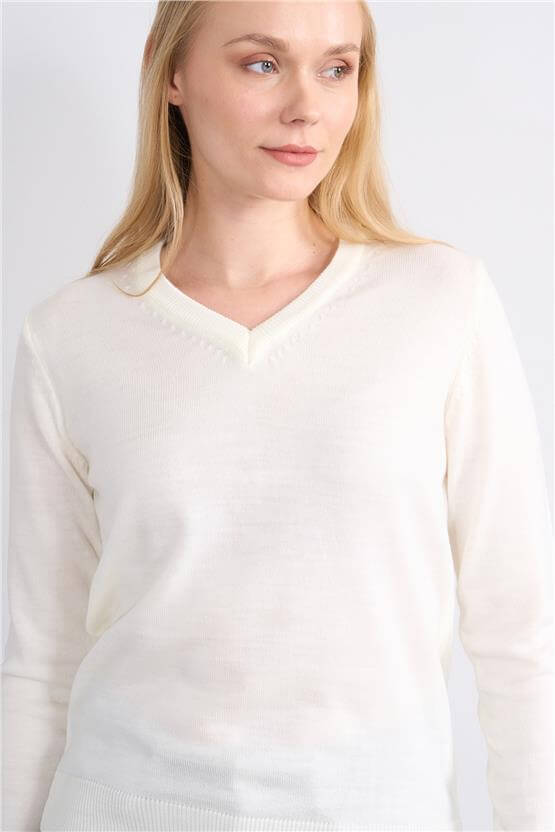 Çetinkaya Miyamira 2302 Kadın Basic Tam Balıkçı Soft İplik Triko Krem