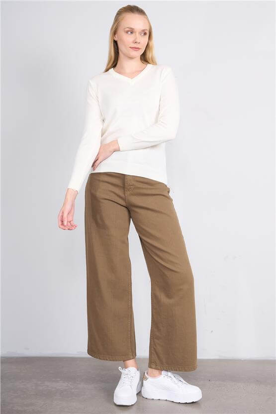 Çetinkaya Miyamira 2302 Kadın Basic Tam Balıkçı Soft İplik Triko Krem