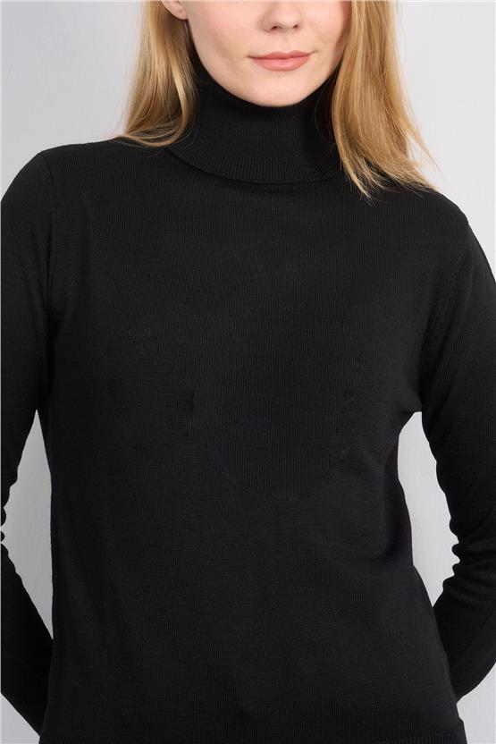 Çetinkaya Miyamira 2302 Kadın Basic Tam Balıkçı Soft İplik Triko Siyah