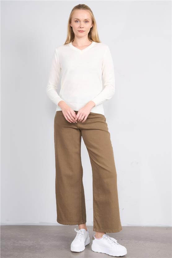 Çetinkaya Miyamira 2302 Kadın Basic Tam Balıkçı Soft İplik Triko Krem