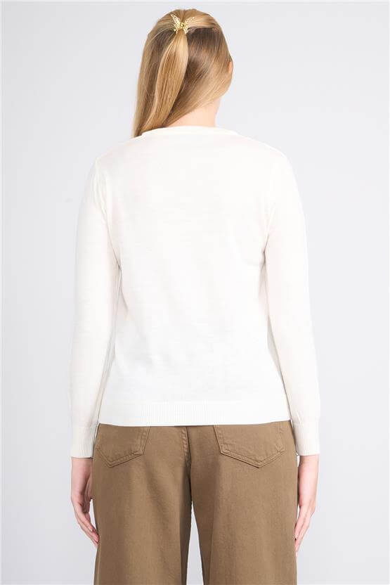 Çetinkaya Miyamira 2302 Kadın Basic Tam Balıkçı Soft İplik Triko Krem