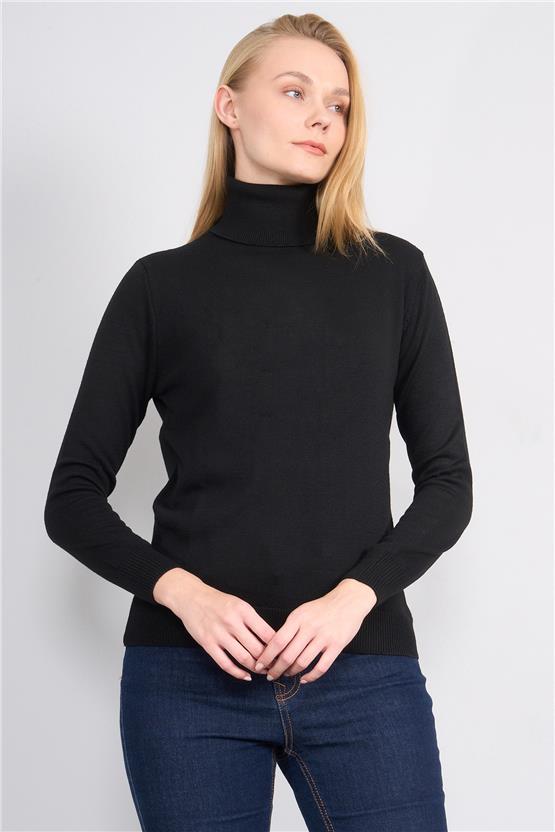 Çetinkaya Miyamira 2302 Kadın Basic Tam Balıkçı Soft İplik Triko Siyah