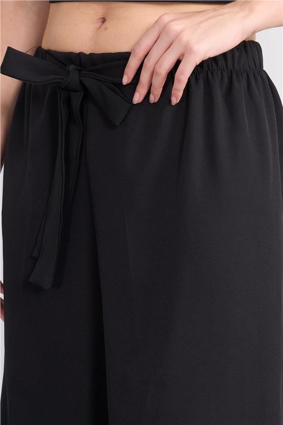 Çetinkaya Miyamira 7535 Yüksek Bel Geniş Paça Pantolon Siyah