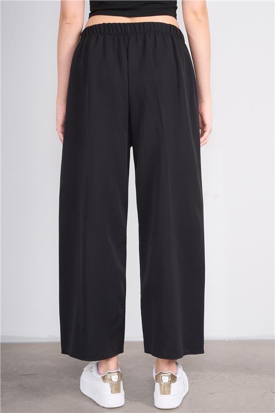 Çetinkaya Miyamira 7535 Yüksek Bel Geniş Paça Pantolon Siyah