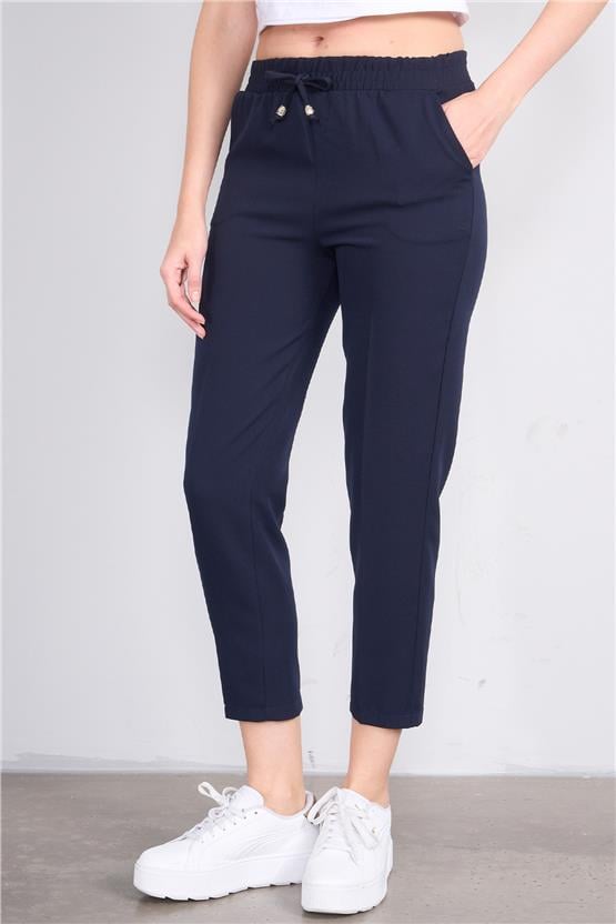 Çetinkaya Miyamira 7537 Yüksek Bel Normal Paça Pantolon Lacivert