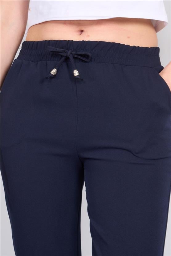 Çetinkaya Miyamira 7537 Yüksek Bel Normal Paça Pantolon Lacivert