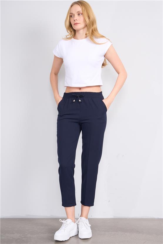 Çetinkaya Miyamira 7537 Yüksek Bel Normal Paça Pantolon Lacivert