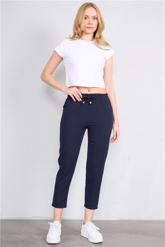 Çetinkaya Miyamira 7537 Yüksek Bel Normal Paça Pantolon Lacivert