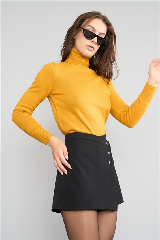 Çetinkaya Miyamira Balıkçı Yaka Hardal Kazak