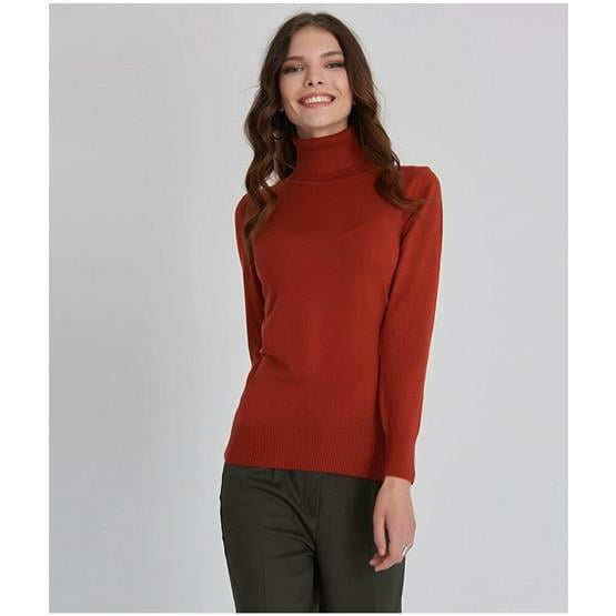 Çetinkaya Miyamira Balıkçı Yaka Kiremit Kazak