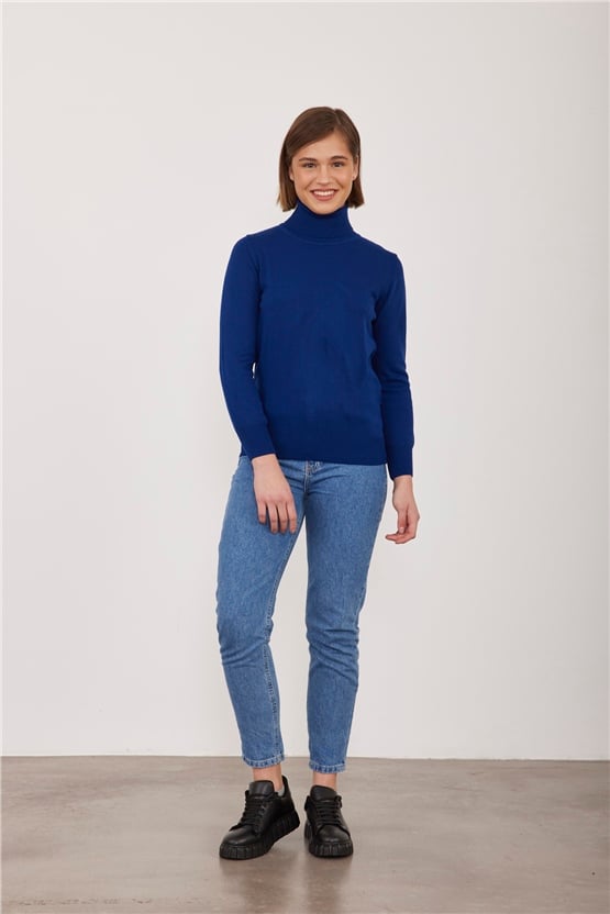 Çetinkaya Miyamira Balıkçı Yaka Lacivert Kazak