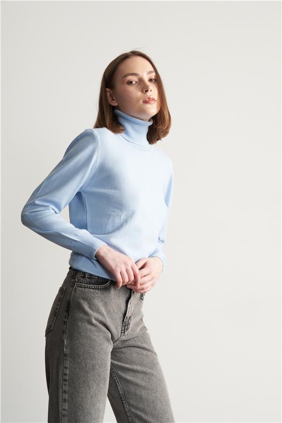 Çetinkaya Miyamira Balıkçı Yaka Mavi Triko