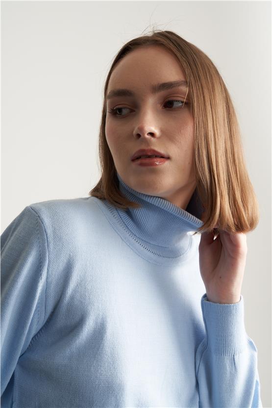 Çetinkaya Miyamira Balıkçı Yaka Mavi Triko