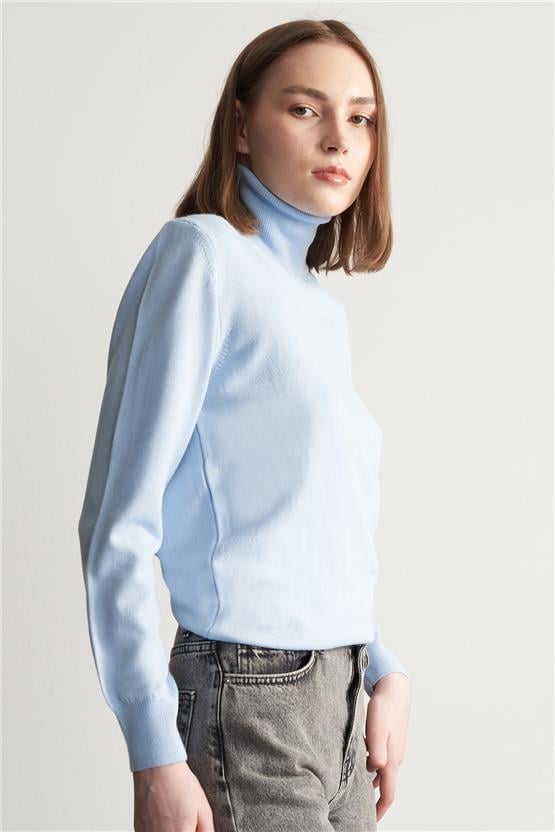 Çetinkaya Miyamira Balıkçı Yaka Mavi Triko