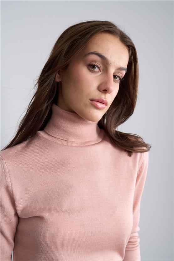 Çetinkaya Miyamira Balıkçı Yaka Pudra Kazak