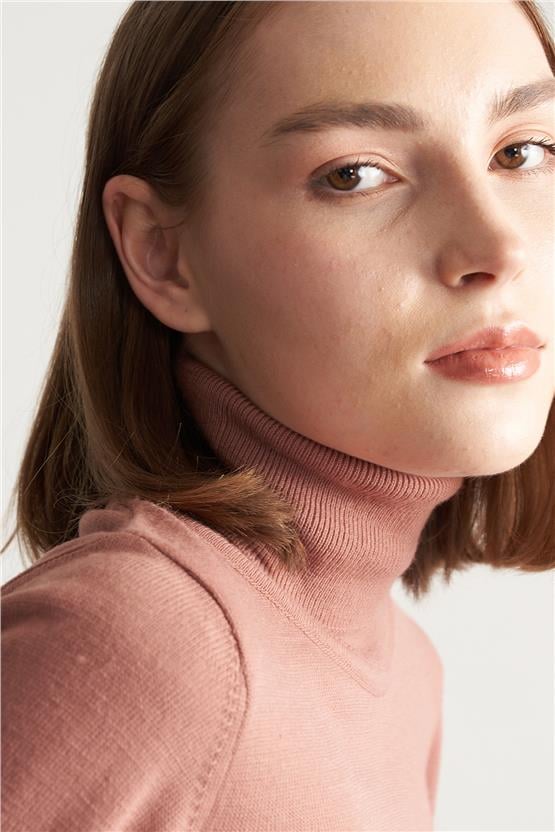 Çetinkaya Miyamira Balıkçı Yaka Pudra Triko