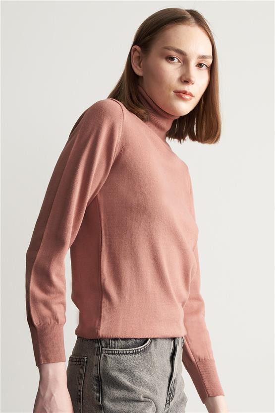 Çetinkaya Miyamira Balıkçı Yaka Pudra Triko