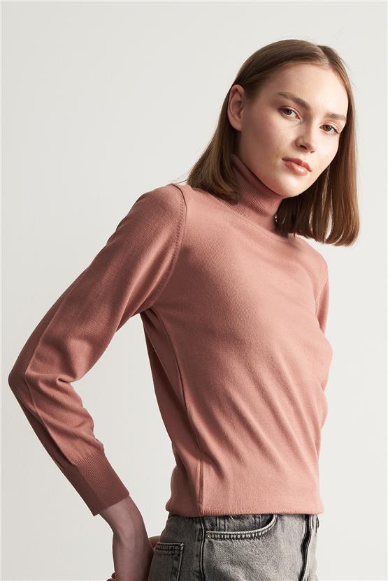 Çetinkaya Miyamira Balıkçı Yaka Pudra Triko