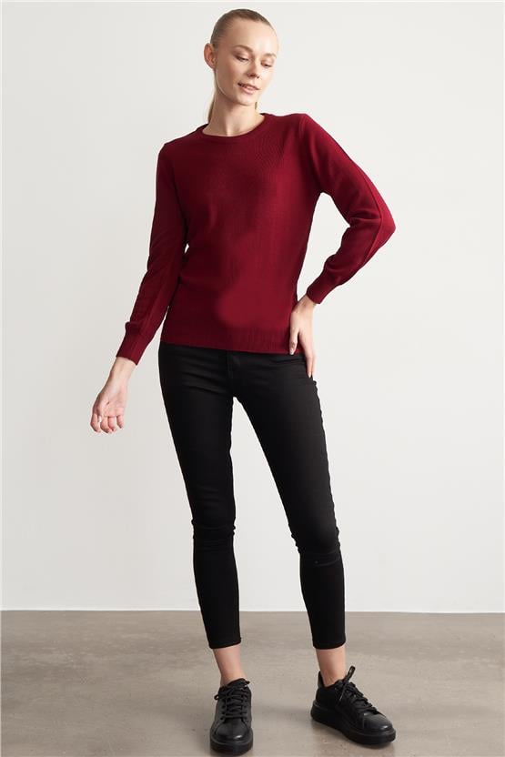 Çetinkaya Miyamira 2275 Balıkçı Yaka Vişne Kazak