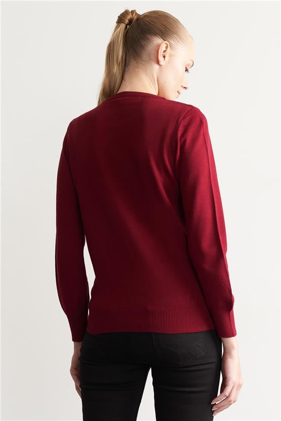 Çetinkaya Miyamira 2275 Balıkçı Yaka Vişne Kazak