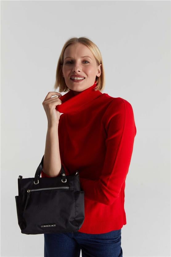 Çetinkaya Miyamira Kadın Balıkçı Yaka Kırmızı Kazak