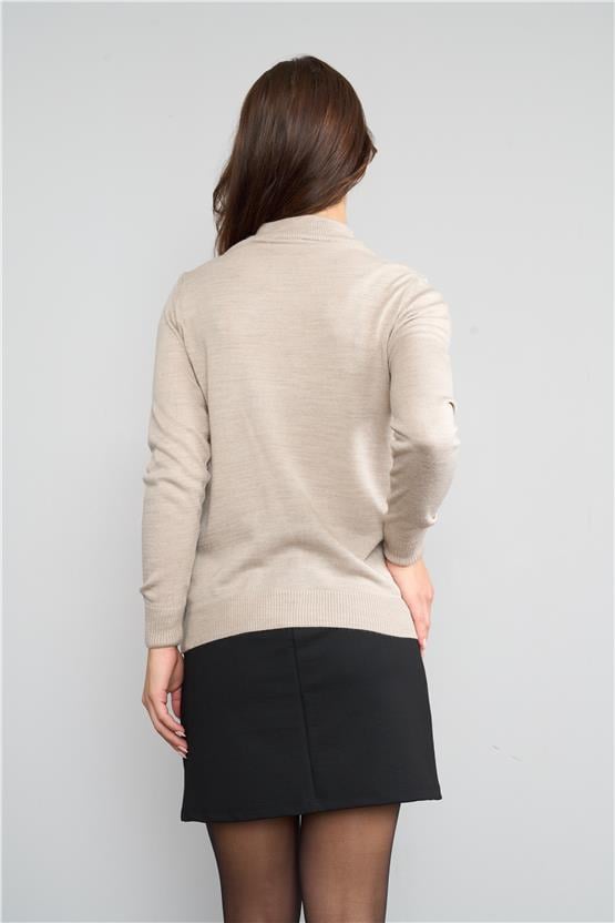 Çetinkaya Miyamira Kadın Dik Yaka Taş Triko Yaka