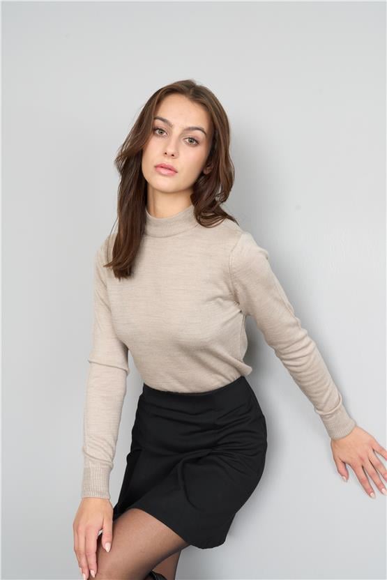 Çetinkaya Miyamira Kadın Dik Yaka Taş Triko Yaka