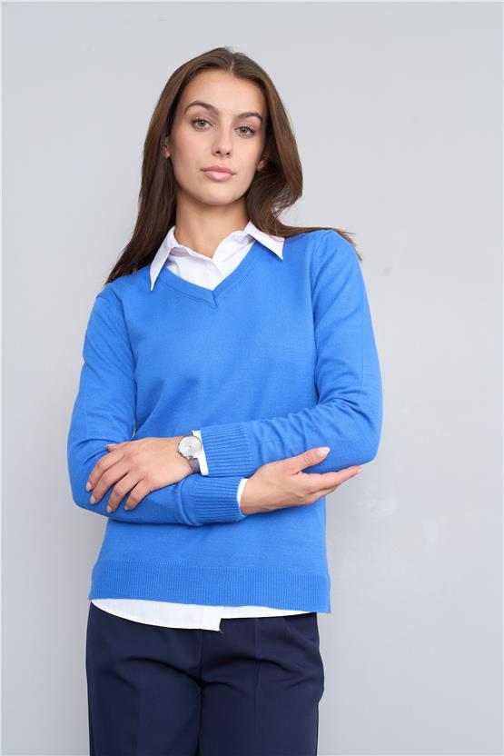 Çetinkaya Miyamira Kadın Mavi Kazak