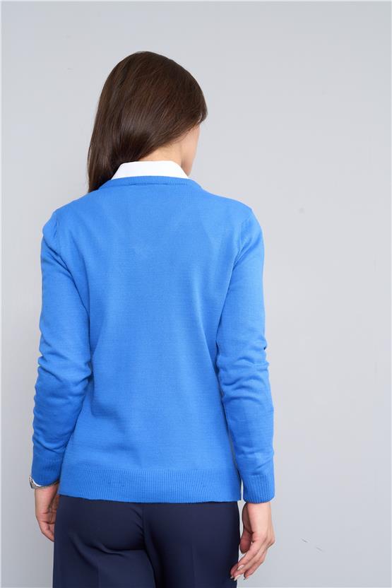 Çetinkaya Miyamira Kadın Mavi Kazak