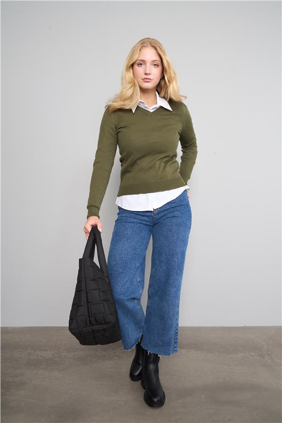 Çetinkaya Miyamira V Yaka Haki Kazak