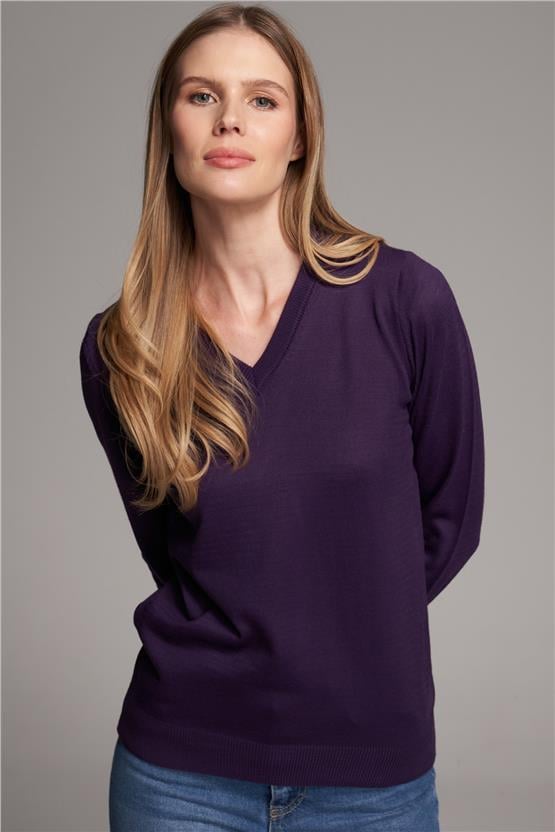 Çetinkaya Miyamira V Yaka Mürdüm Kazak