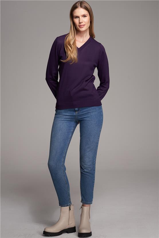 Çetinkaya Miyamira V Yaka Mürdüm Kazak