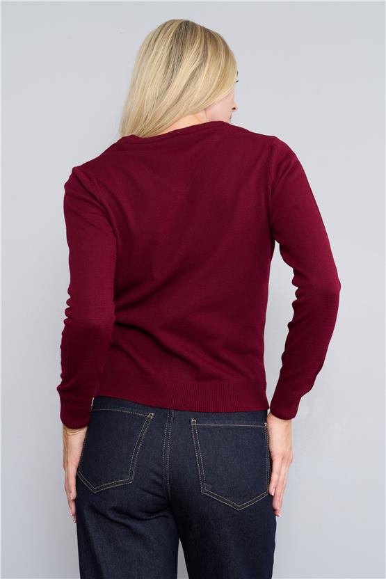 Çetinkaya Miyamira V Yaka Triko Bordo