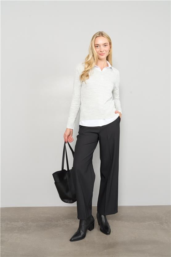 Çetinkaya Miyamira V Yaka Triko Gri