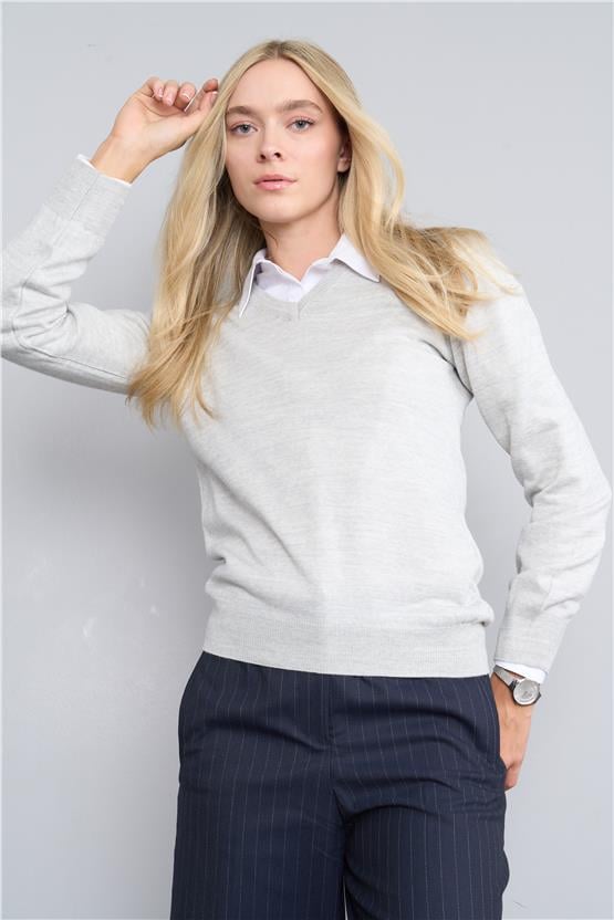 Çetinkaya Miyamira V Yaka Triko Kar Melanj