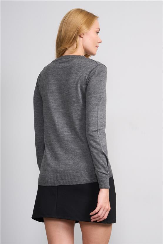 Çetinkaya Miyamira V Yaka Triko Koyu Grimelanj