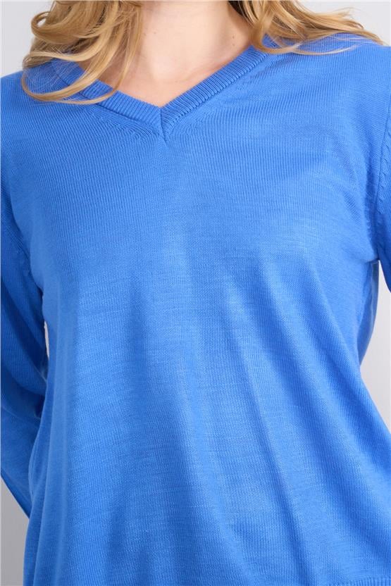 Çetinkaya Miyamira V Yaka Triko Koyu Mavi