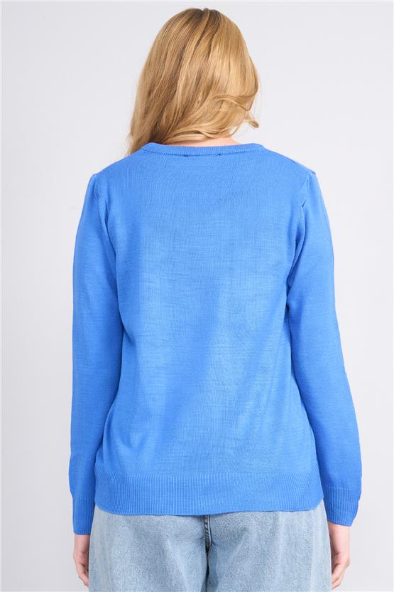 Çetinkaya Miyamira V Yaka Triko Koyu Mavi